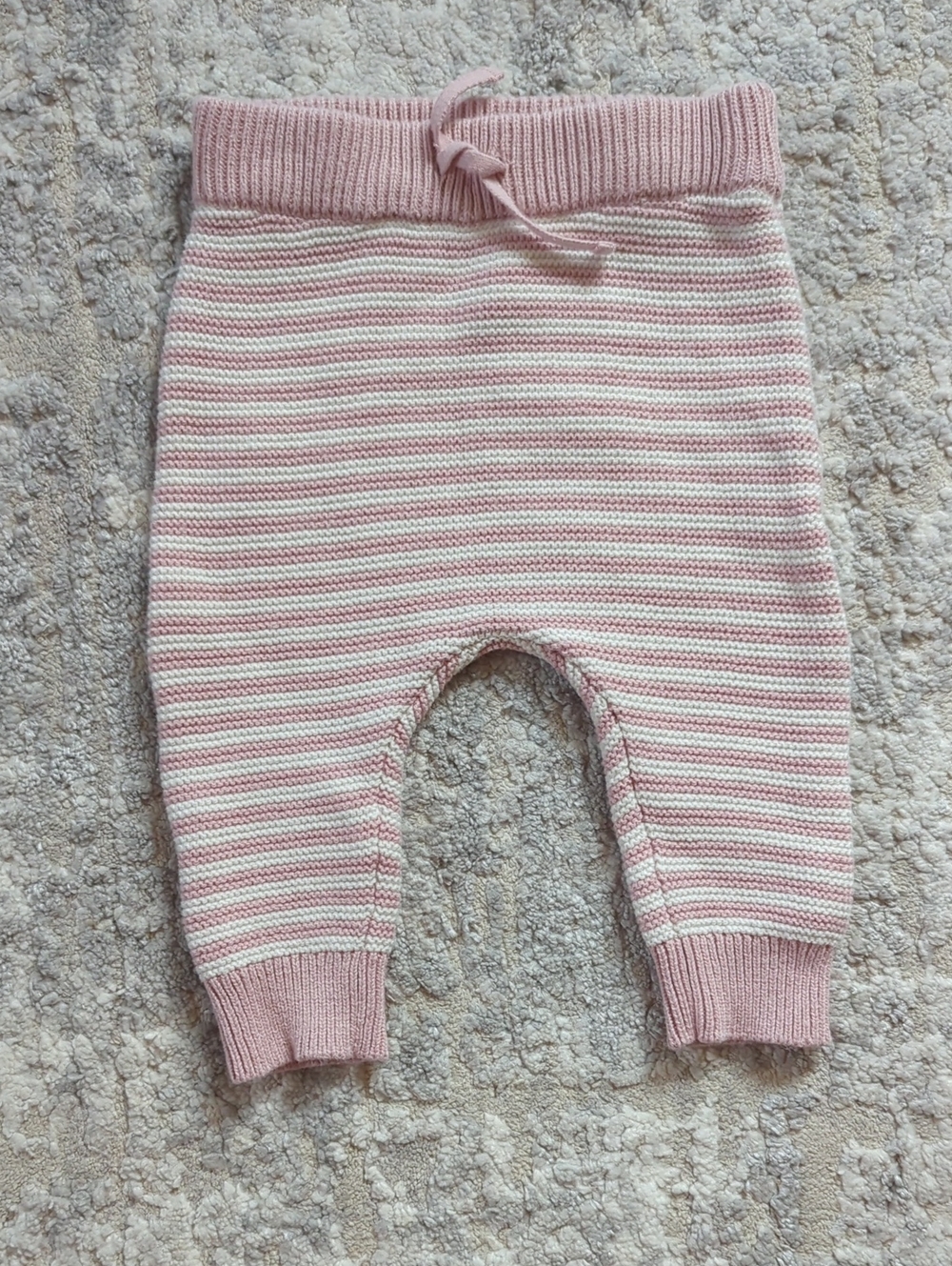 Carter's Striped Pink and Cream Knit Joggers Size 6 Months